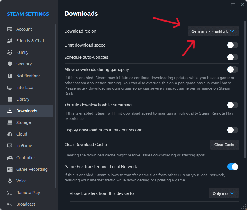 steam fix download speed